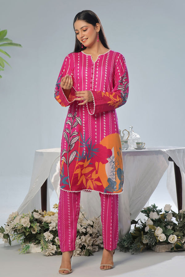Cotton red pink printed dress