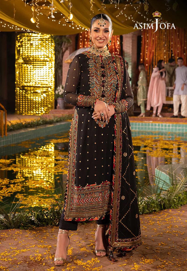 asim jofa dress design AJHJ-18 EMBROIDERED CHIFFON 3 PCS