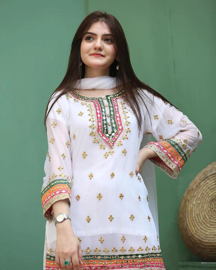 Chiffon Gharara Hand Embroidery- Newyork ,USA