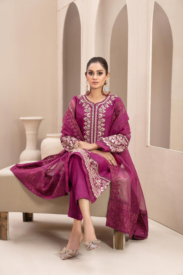 Tawakkal's Dark Magenta Dress | 3 Piece