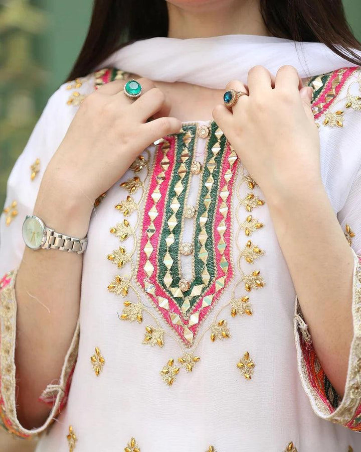 Chiffon Gharara Hand Embroidery- Newyork ,USA