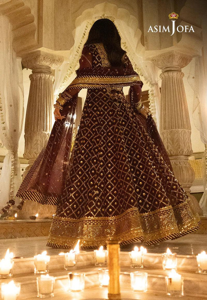 Pakistani Purple Gown Dress | ASIMJOFA USA- Make By Moon