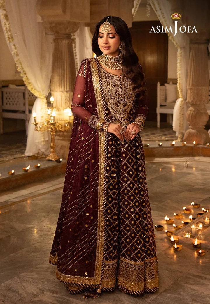 Pakistani Purple Gown Dress | ASIMJOFA USA- Make By Moon