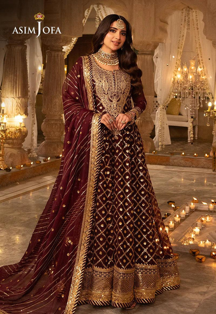 Pakistani Purple Gown Dress | ASIMJOFA USA- Make By Moon