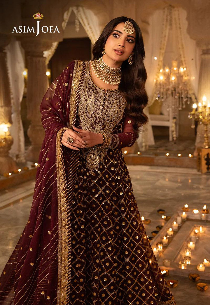 Pakistani Purple Gown Dress | ASIMJOFA USA- Make By Moon