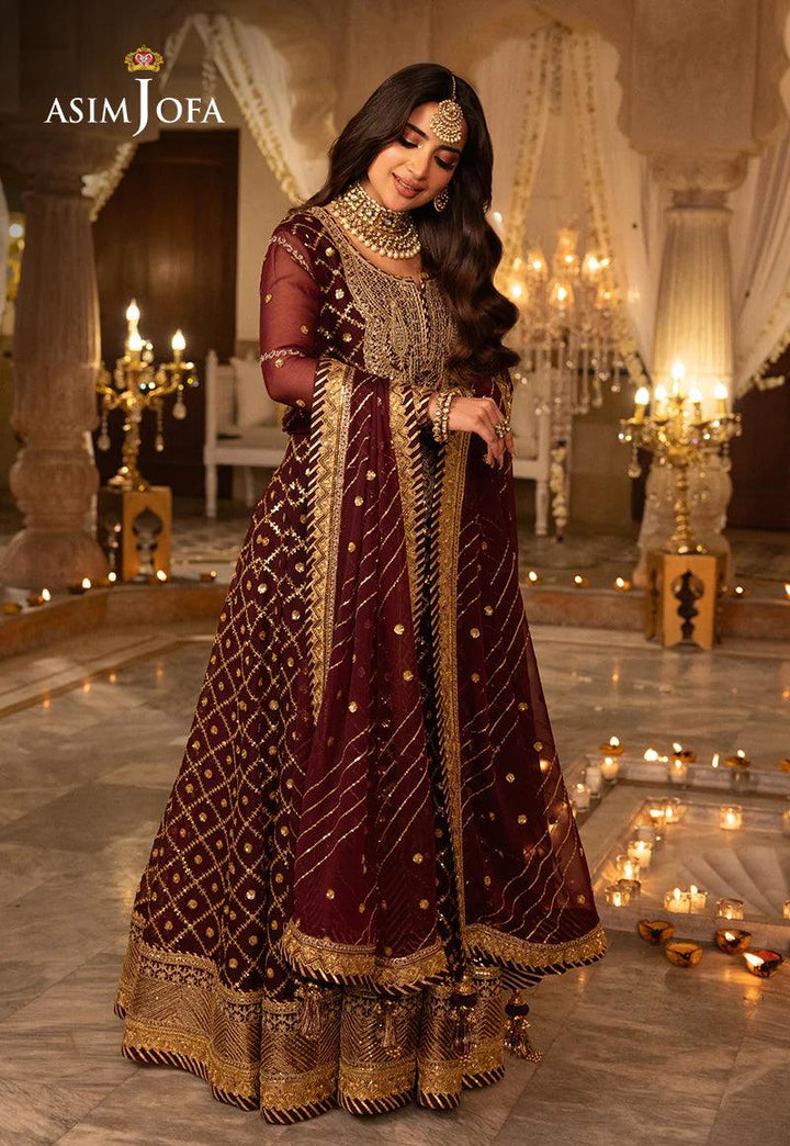 Pakistani Purple Gown Dress | ASIMJOFA USA- Make By Moon