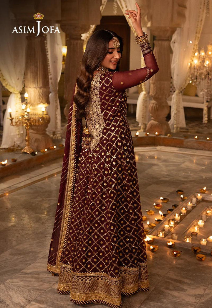 Pakistani Purple Gown Dress | ASIMJOFA USA- Make By Moon