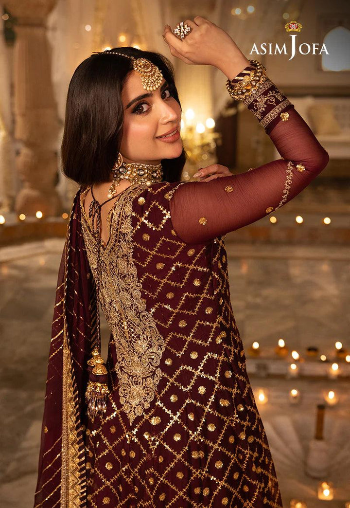 Pakistani Purple Gown Dress | ASIMJOFA USA- Make By Moon