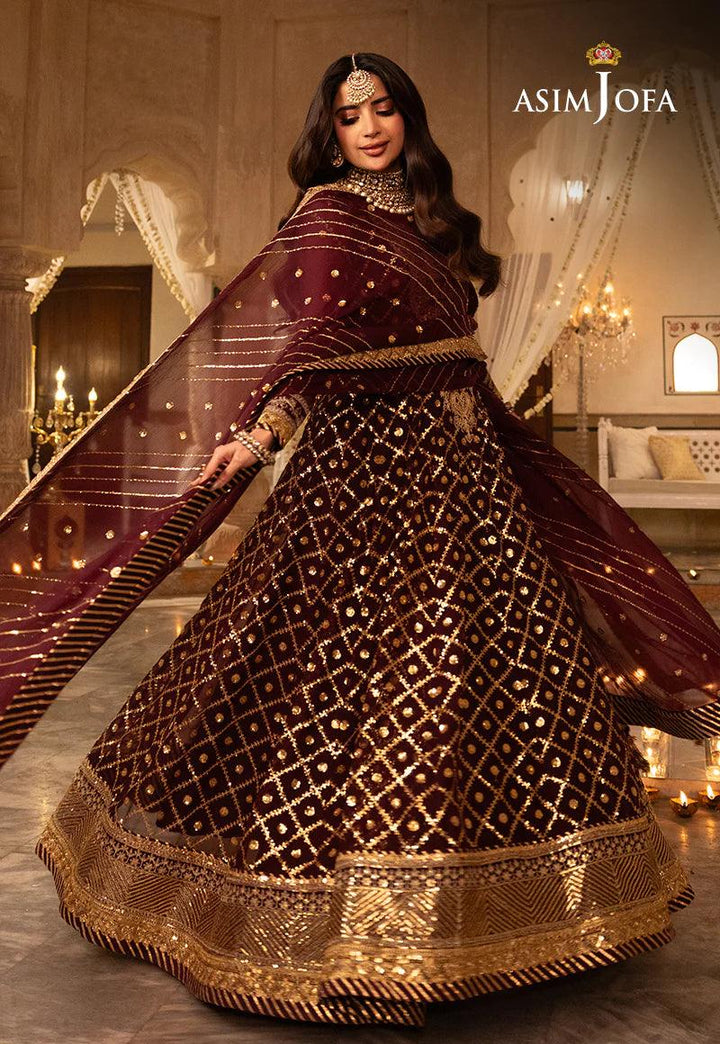 Pakistani Purple Gown Dress | ASIMJOFA USA- Make By Moon