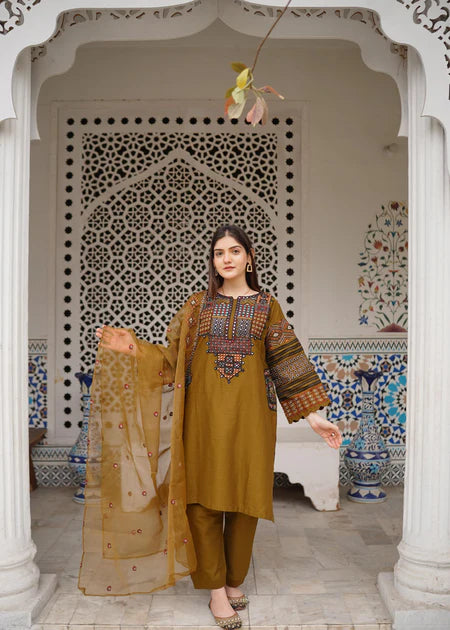 Pakistani Chiffon Green dress USA - Make By Moon 