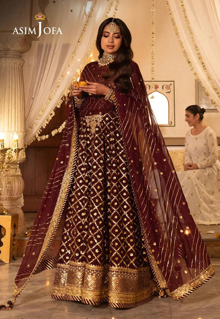 Pakistani Purple Gown Dress | ASIMJOFA USA- Make By Moon