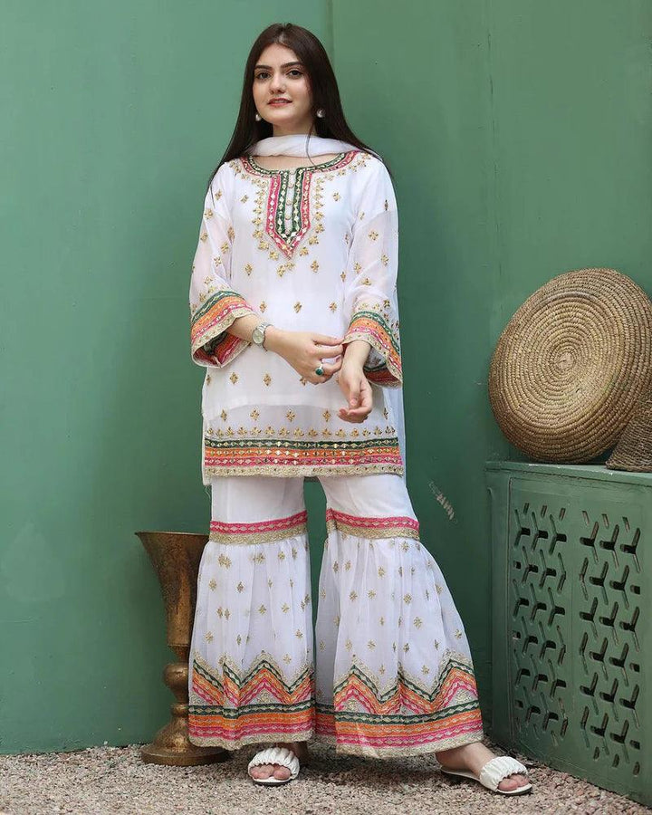 Chiffon Gharara Hand Embroidery- Newyork ,USA