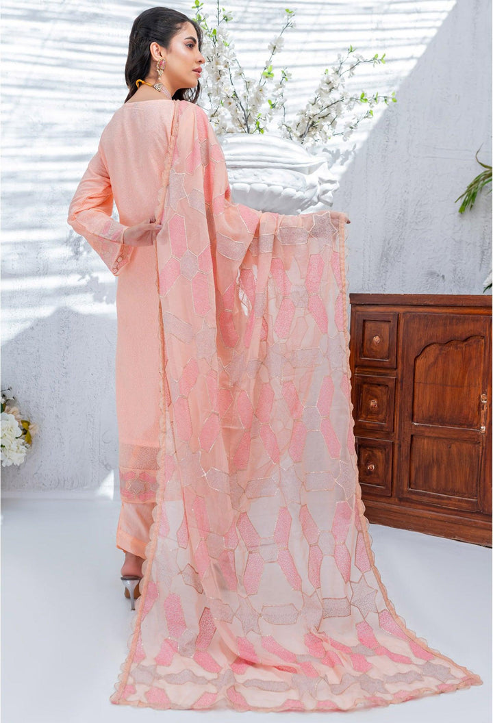 Long Peach Chiffon Dress